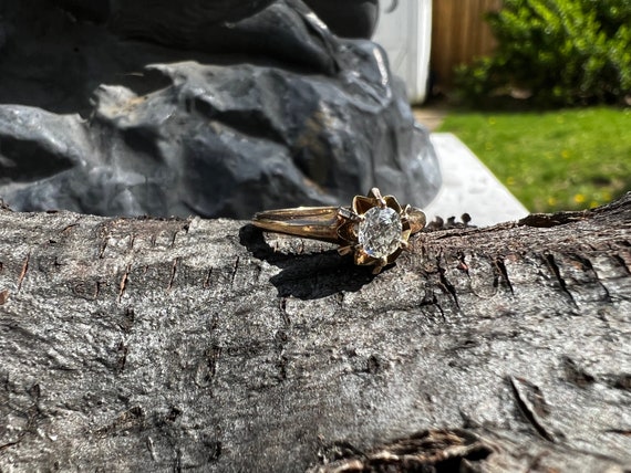 Victorian Engagement Ring, Yellow Gold Diamond En… - image 6