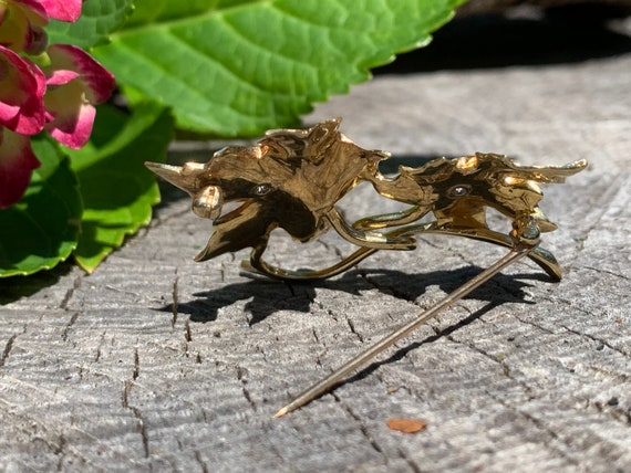 Maple Leaf Diamond Pendant, Gold Leaf Brooch, Map… - image 10