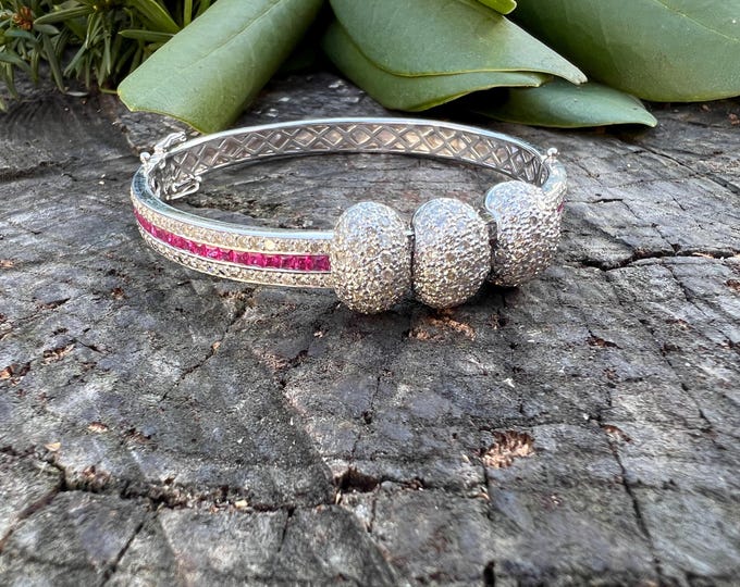 White Gold Diamond Bangle, Ruby Bangle, Ruby and Diamond Bangle, Diamond Bangle