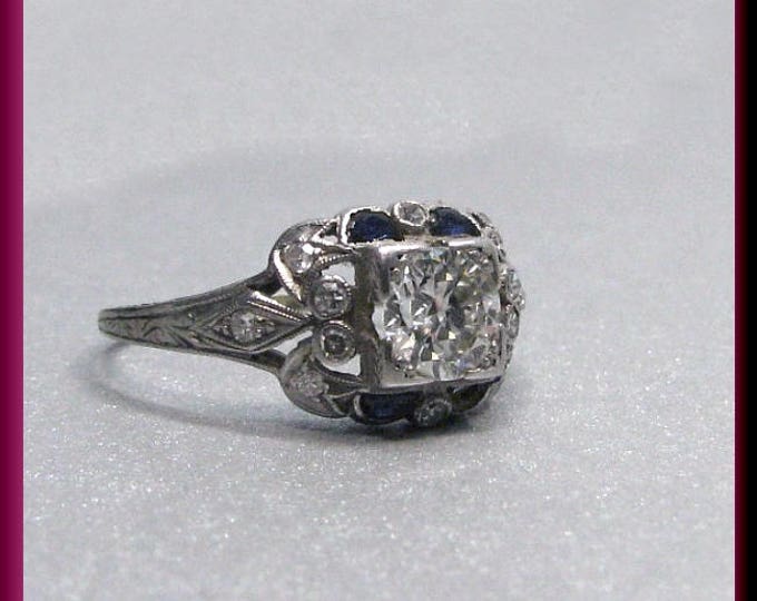 Antique Diamond Engagement Ring Art Deco Diamond Engagement Ring with Old European Cut Diamond Platinum Wedding Ring - ER 389S
