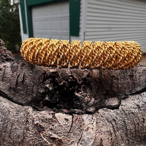 Wide Gold Bracelet, Retro Gold Wide Bracelet, Chunky Gold Bracelet