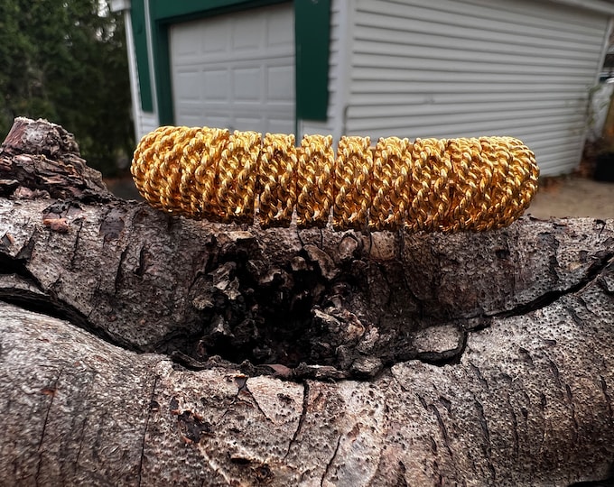 Wide Gold Bracelet, Retro Gold Wide Bracelet, Chunky Gold Bracelet