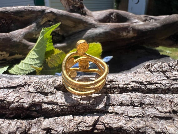 Rose Cut Black Diamond Ring: 24k Yellow Gold Cock… - image 7