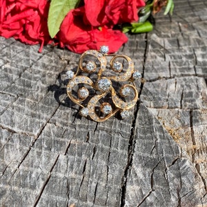 Victorian Diamond Brooch, Diamond Starburst Pin, Victorian Circle Pin, Diamond Circle Pendant