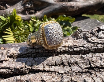 Yellow Gold Diamond Statement Ring, Diamond Statement Ring, Diamond Cocktail Ring