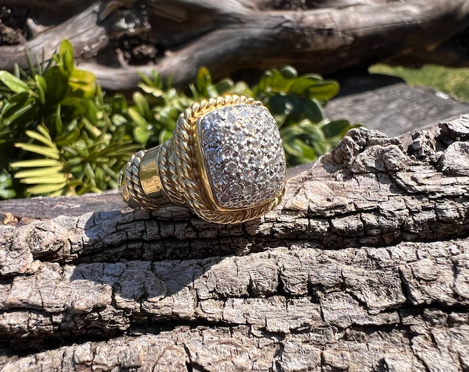 Yellow Gold Diamond Statement Ring, Diamond Statement Ring, Diamond Cocktail Ring