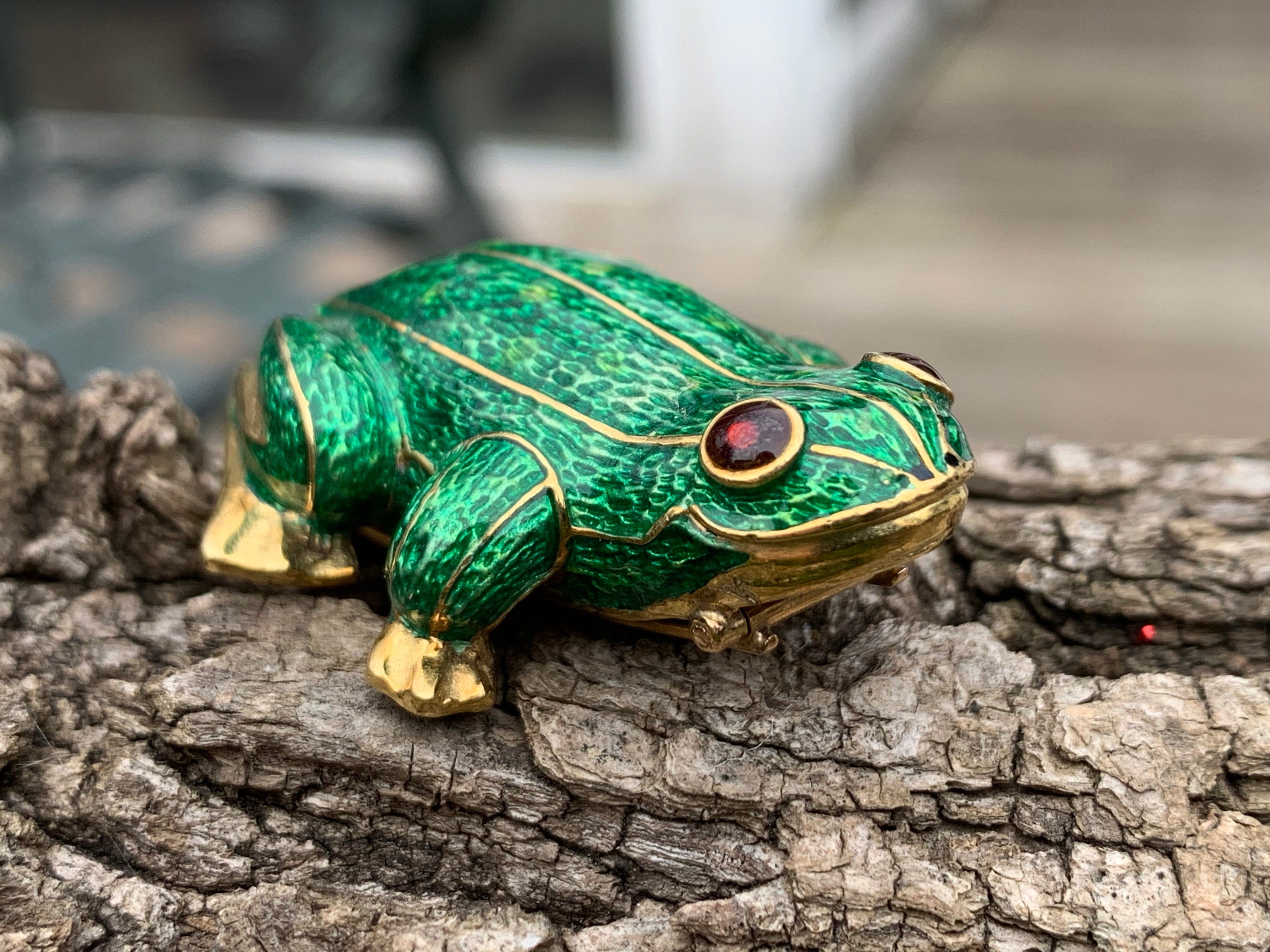 Wild Whimsy Woolies - Green Frog Enamel Pin. Frog Mushroom Umbrella Gold Plating