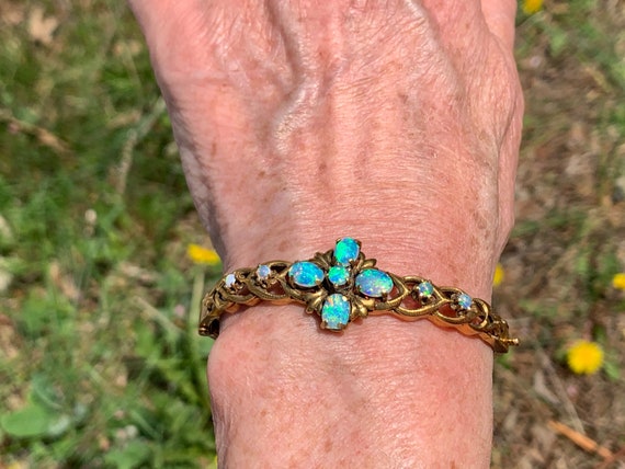 Opal  Bangle, Opal Bangle, Gold Opal Bangle, Opal… - image 10