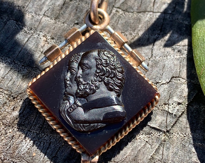 Victorian Intaglio Pendant, Carnelian Intaglio Pendant, Carved Intaglio