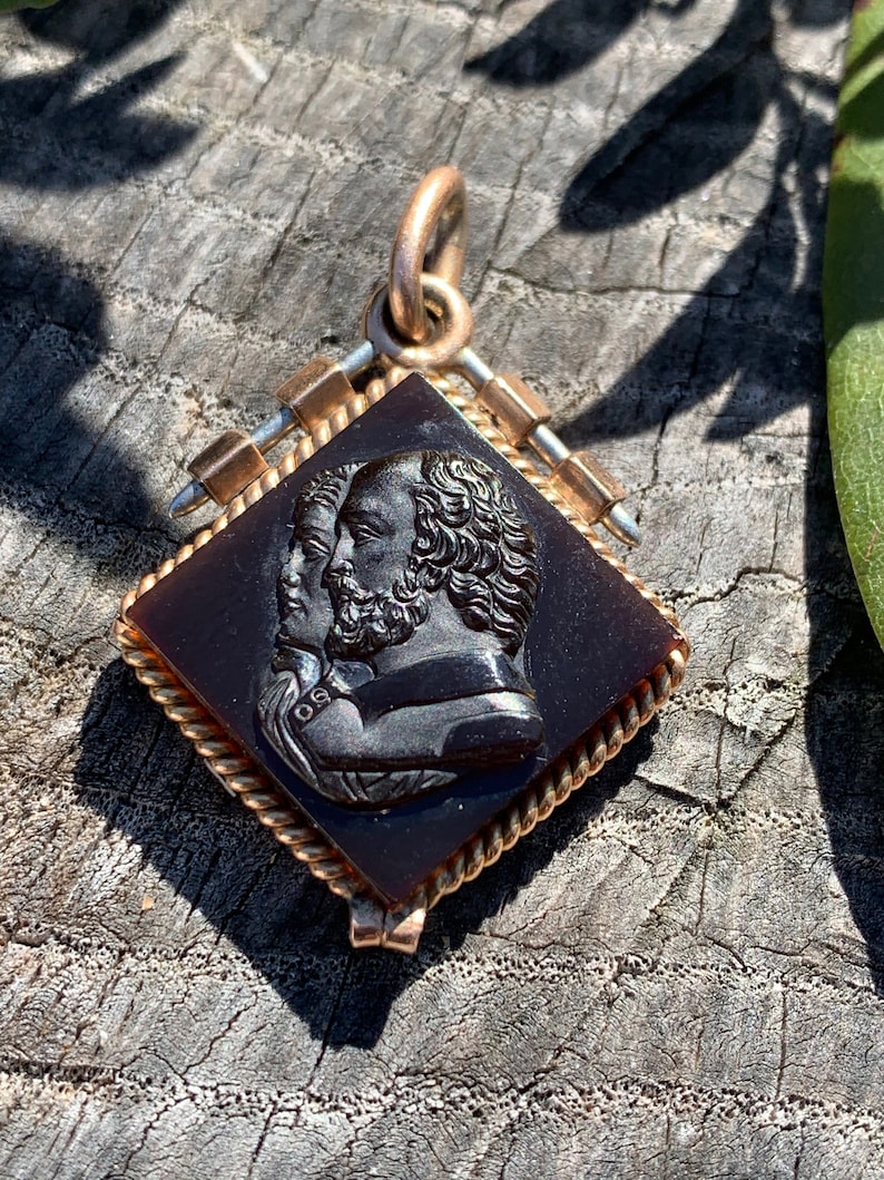 Victorian Intaglio Pendant, Carnelian Intaglio Pendant, Carved Intaglio image 1