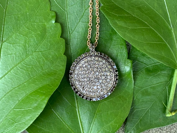 Rose Cut Diamond Necklace, Black Diamond Necklace, Maroni Pendant, Diamond Pendant