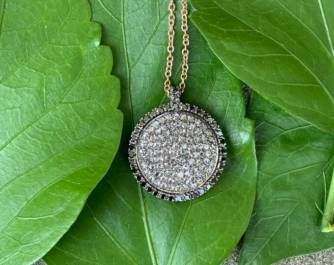 Rose Cut Diamond Necklace, Black Diamond Necklace, Maroni Pendant, Diamond Pendant