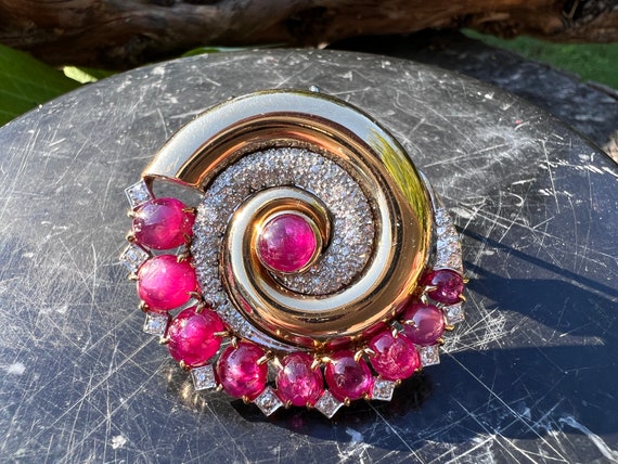 Retro Ruby Brooch, Retro Diamond Brooch, Ruby and… - image 7