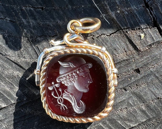 Victorian Intaglio Pendant, Carnelian Intaglio Pendant, Carved Intaglio
