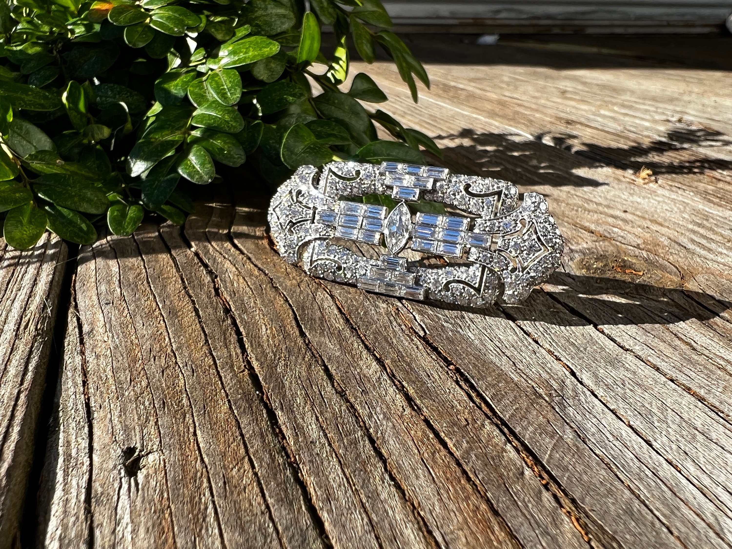Art Deco Diamond Brooch, Deco Diamond Pin, Diamond Art Deco