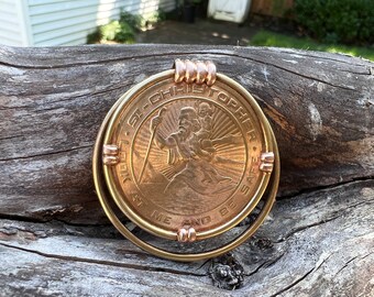 St. Christopher Medal, St. Christopher Money Clip, Gold Money Clip, Travel Medal, Gold Religious Medal
