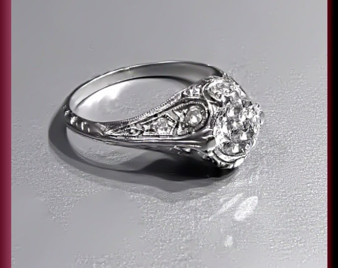 Art Deco Engagement Ring Antique Engagement Ring Art Deco Ring Vintage Ring Alternative Ring Filigree Ring Platinum Ring Dainty Ring for Her