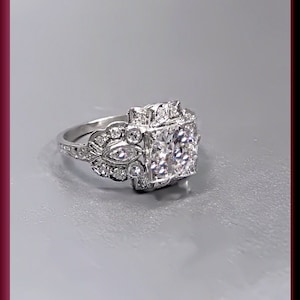 Art Deco Engagement Ring Antique Engagement Ring Art Deco Ring Statement Ring Alternative Engagement Ring Filigree Ring Platinum Ring Unique