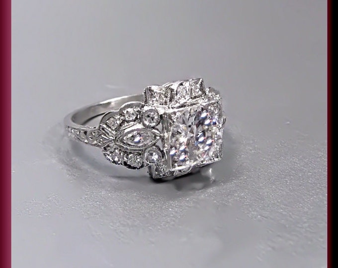 Art Deco Engagement Ring Antique Engagement Ring Art Deco Ring Statement Ring Alternative Engagement Ring Filigree Ring Platinum Ring Unique