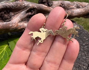 14K Gold Horse Earrings, Equestrian Earrings, Gold Horse Earrings, Horse Jewelry