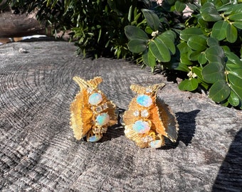 Opal Earrings, Opal and Diamond Earrings, Gold and Opal Earrings