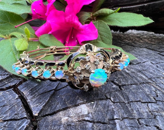 Opal  Bangle, Opal Bangle, Gold Opal Bangle, Opal Bracelet, October Birthstone