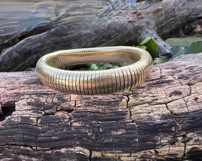 Gold Tubogas Bracelet Forstner Snake Chain Bangle, Tubogas Bangle