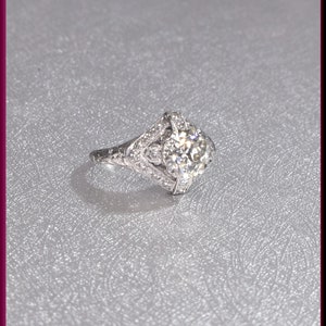 Art Deco Engagement Ring Antique Engagement Ring Art Deco Ring Vintage Ring Statement Ring Alternative Ring  Filigree Ring Platinum Dainty