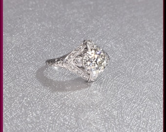 Art Deco Engagement Ring Antique Engagement Ring Art Deco Ring Vintage Ring Statement Ring Alternative Ring  Filigree Ring Platinum Dainty