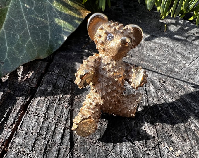 Yellow Gold Bear Brooch, Teddy Bear Brooch, Gold Teddy Bear,  Bear Pin, Bear Brooch