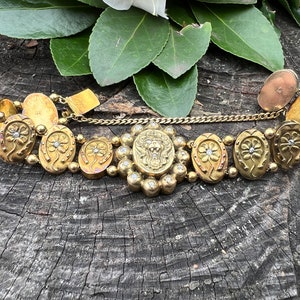 Victoriaanse armband, armband leeuw, armband madeliefje, antieke leeuw armband, armband bloemen, dierensieraden afbeelding 6