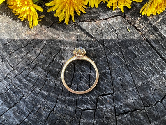 Victorian Engagement Ring, Yellow Gold Diamond En… - image 7