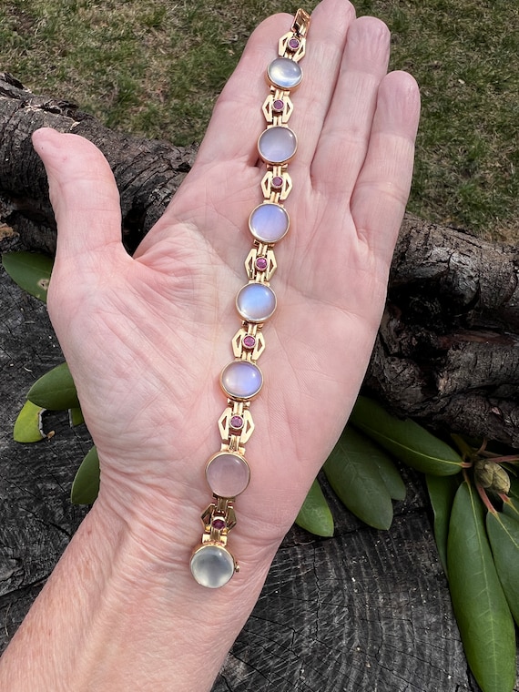 MoonStone Bracelet, Ruby Bracelet, Moonstone and R