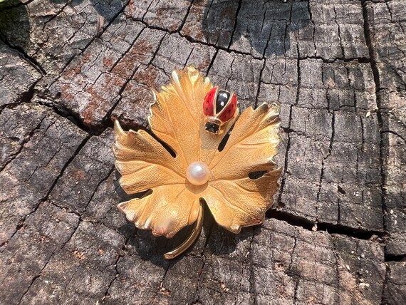 Maple Leaf Pendant, Ladybug Brooch, Maple Leaf Pi… - image 2