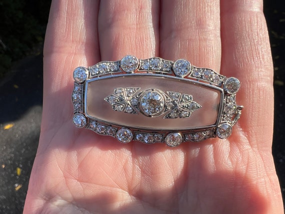 Art Deco Brooch, Art Deco Diamond Brooch, Crystal… - image 1