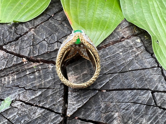 Jade Dome Ring, Jade and Diamond Ring, Jade Cockt… - image 9