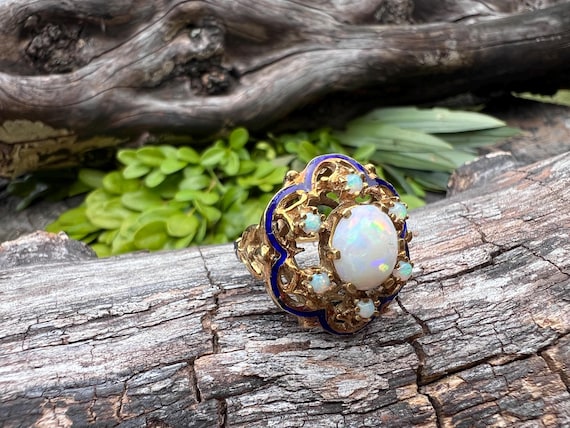 Opal Cluster Ring Opal Dome Ring Opal Cocktail Ring Etsy Canada
