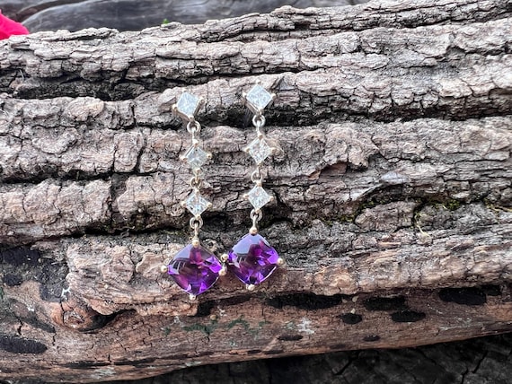Gold Amethyst Earrings, Amethyst Earrings, Amethyst Dangles, February Birthstone