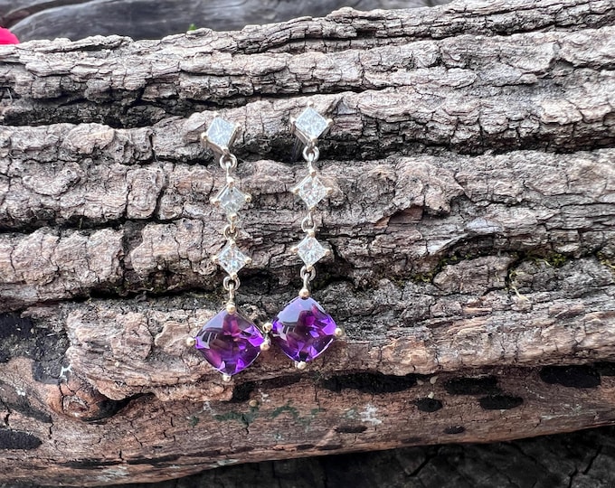 Gold Amethyst Earrings, Amethyst Earrings, Amethyst Dangles, February Birthstone