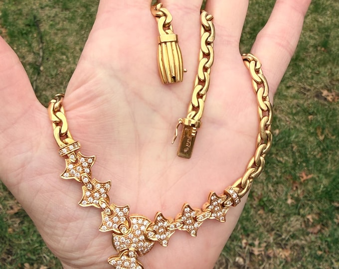 19K Yellow Gold  Diamond Drop Necklace, Diamond Pendant