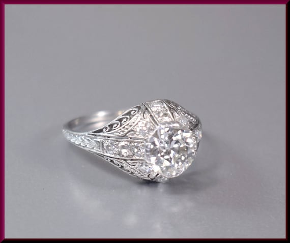Antique Engagement Ring, Art Deco Engagement Ring… - image 1