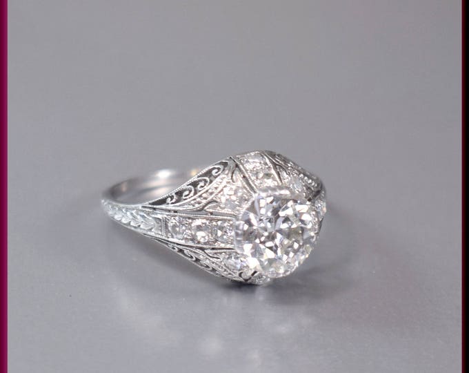 Antique Engagement Ring, Art Deco Engagement Ring, Filigree Ring ,Art Deco Ring, Alternative Ring Statement Ring Platinum Ring