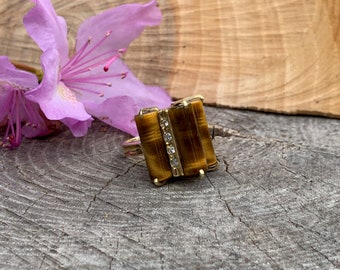 Yellow Gold Tigers Eye Ring, Tigers Eye Ring