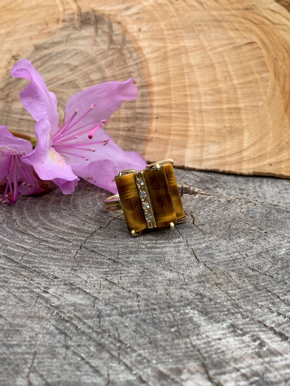 Yellow Gold Tigers Eye Ring, Tigers Eye Ring