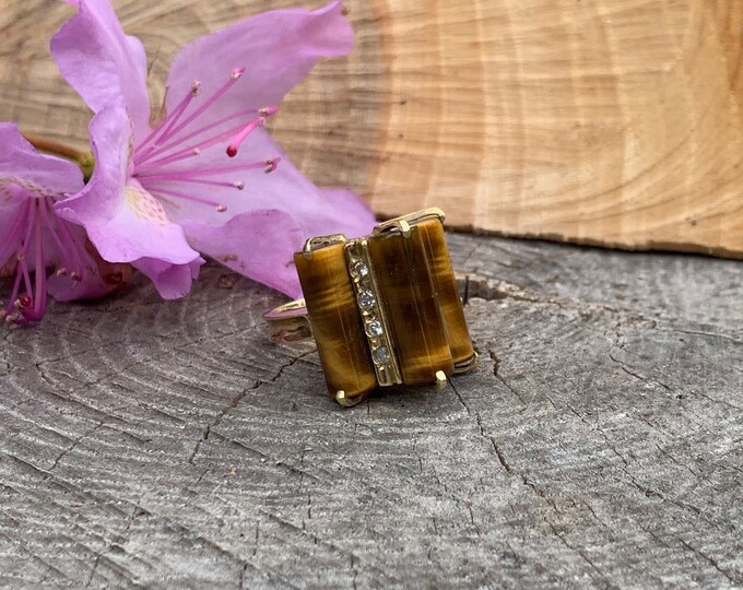 Yellow Gold Tigers Eye Ring, Tigers Eye Ring