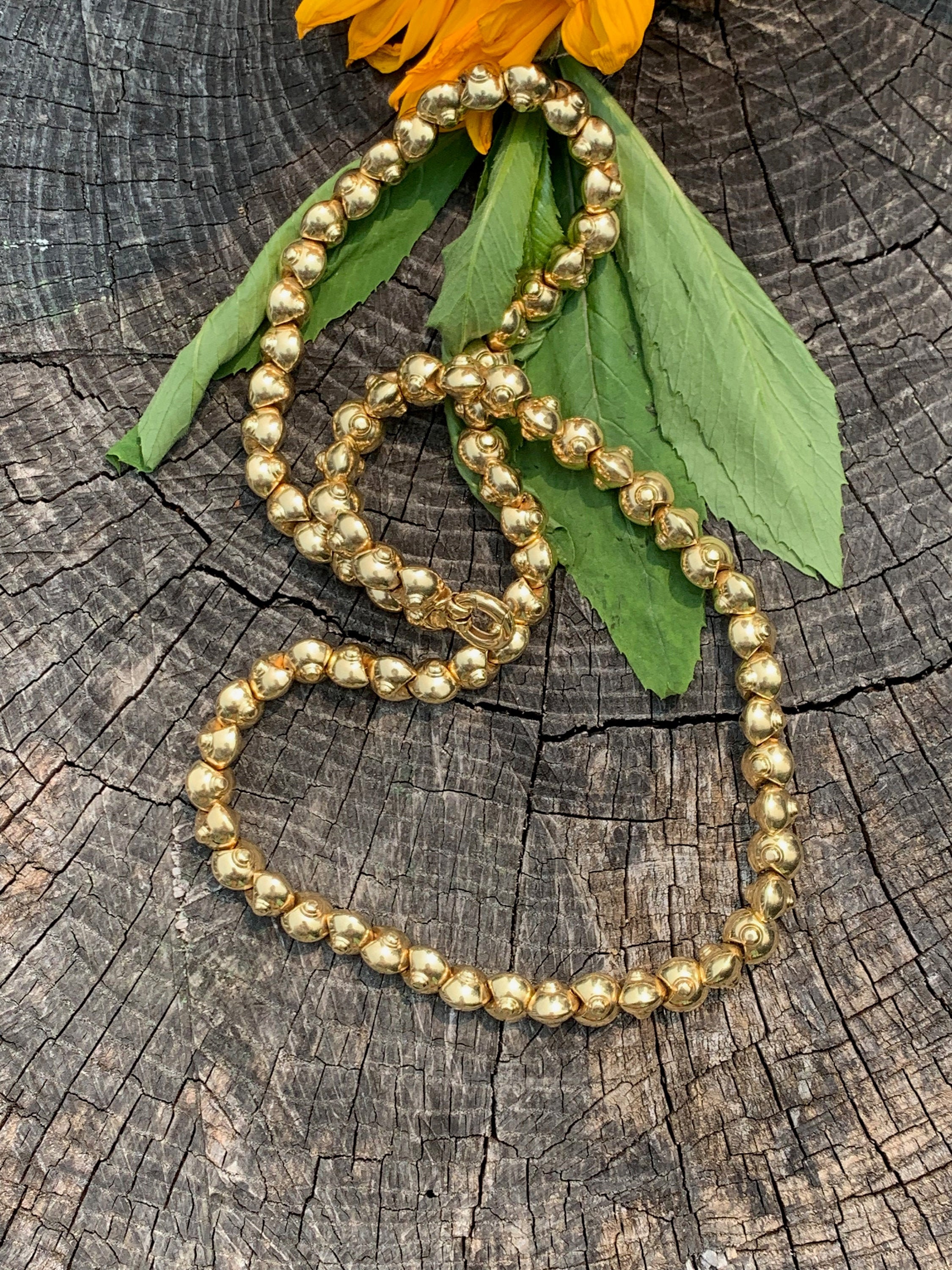 Chunky Gold Necklace Gold Bead Necklace. Wide Gold Necklace Etsy