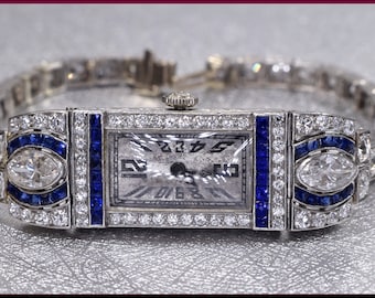 Art Deco Watch, Art Deco Diamond Watch, Antique Watch, Platinum Watch, Antique Wrist Watch, Vintage Watch
