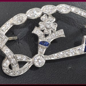 Art Deco Brooch, Diamond Brooch ,Bouquet Brooch, Lapel Pin, Platinum Brooch, Diamond Pin, Vintage Pin image 2