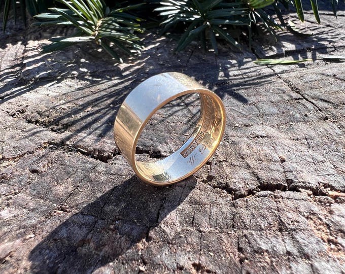 Antique Gold Band, Victorian Cigar Band, Wide Antique Band, Gold Wide Band, Chunky Gold Ring, Wide Gold Band Size 9.5