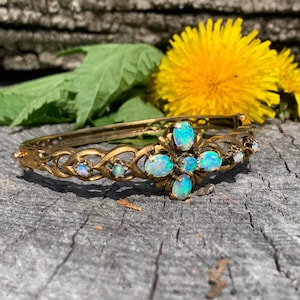 Opal  Bangle, Opal Bangle, Gold Opal Bangle, Opal Bracelet, October Birthstone